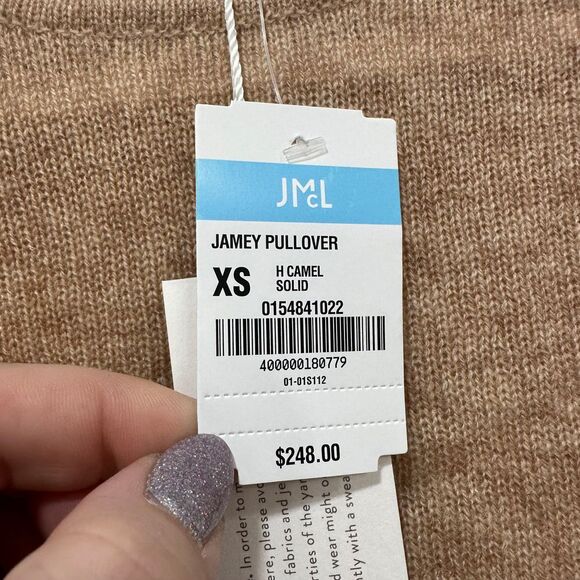 J Mclaughlin Womens Jamey Pullover Sweater Cashmere Tan Knit Long Sleeve Crew XS - Picture 3 of 8